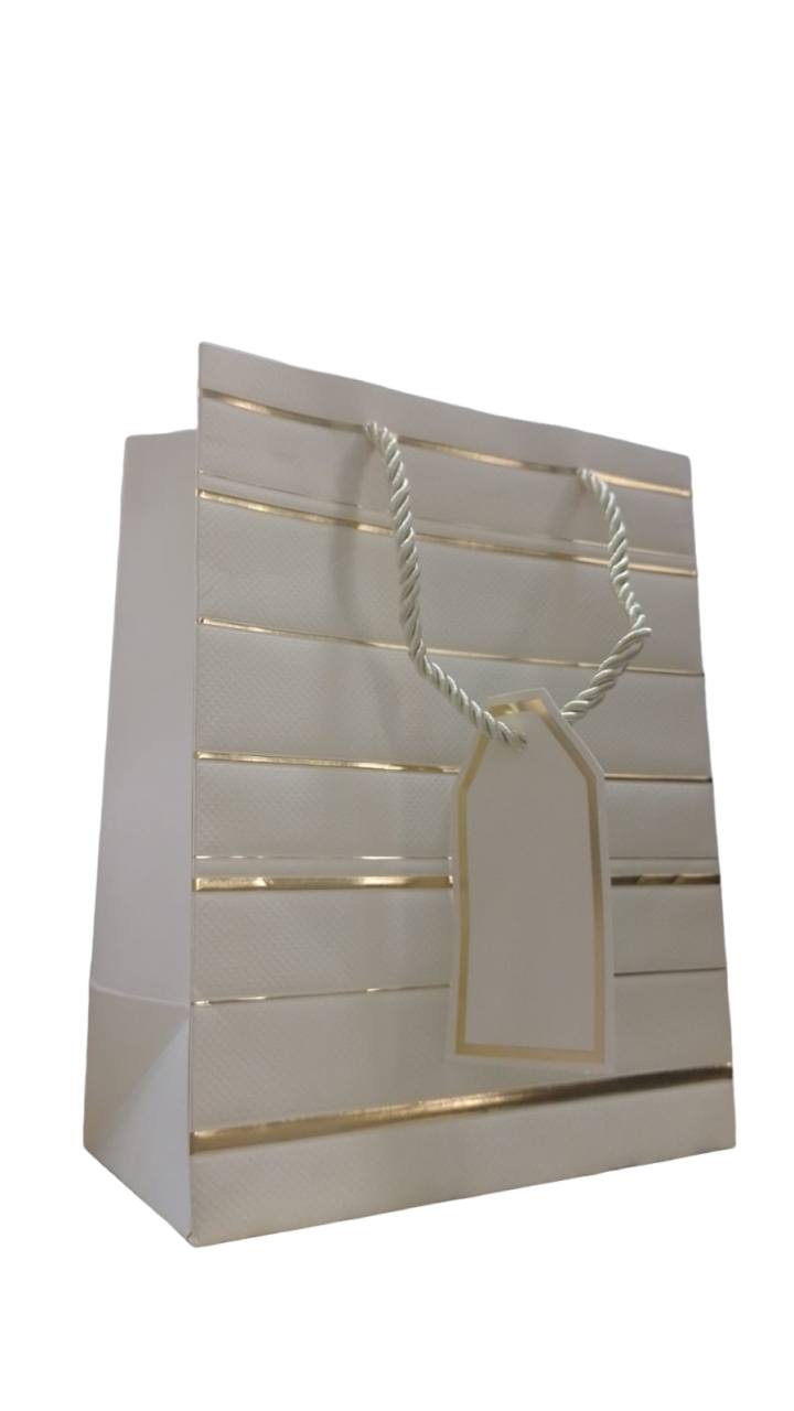 SACOLA PRESENTE LUXO LISTRADA 18X23X10CM
